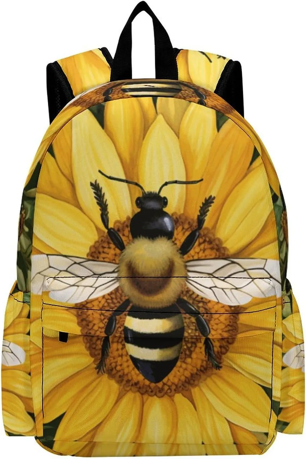 16 Inch Backpack Painting Bee Sunflowers Daisies Backpack School Bookbag Laptop Shoulder Bag Casual Daypack