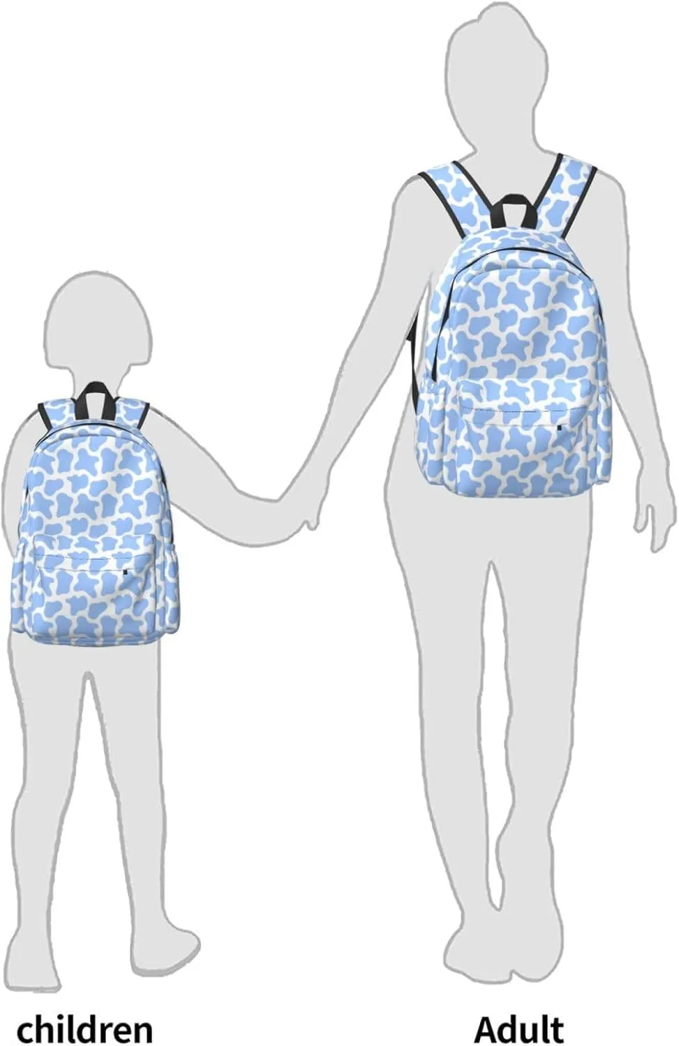 17 inch Backpack Blue Cow Spots Skin Pattern Laptop Backpack School Bookbag Shoulder Bag Casual Daypack