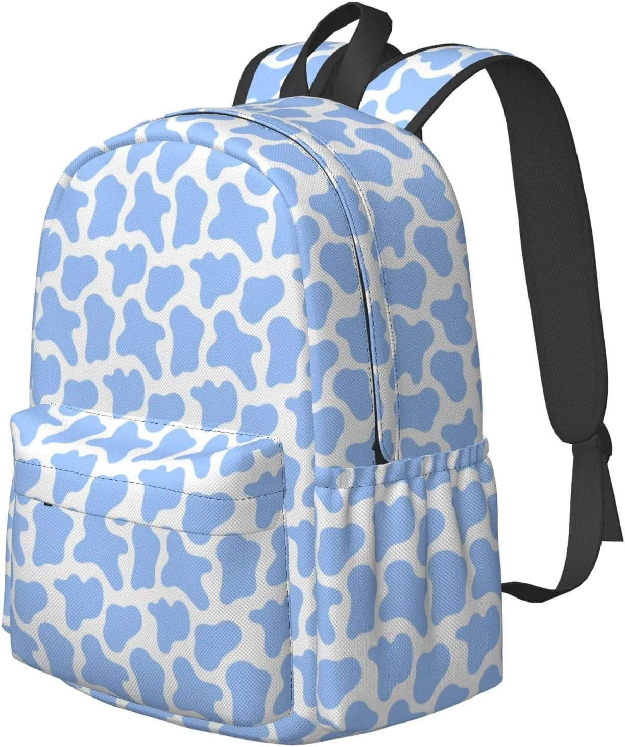 17 inch Backpack Blue Cow Spots Skin Pattern Laptop Backpack School Bookbag Shoulder Bag Casual Daypack