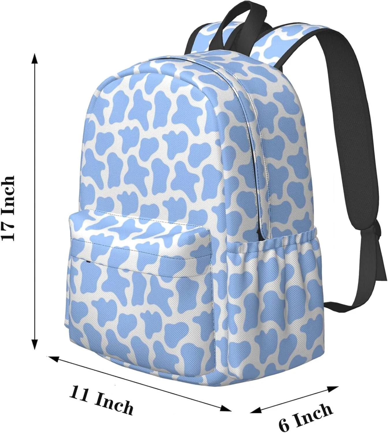 17 inch Backpack Blue Cow Spots Skin Pattern Laptop Backpack School Bookbag Shoulder Bag Casual Daypack
