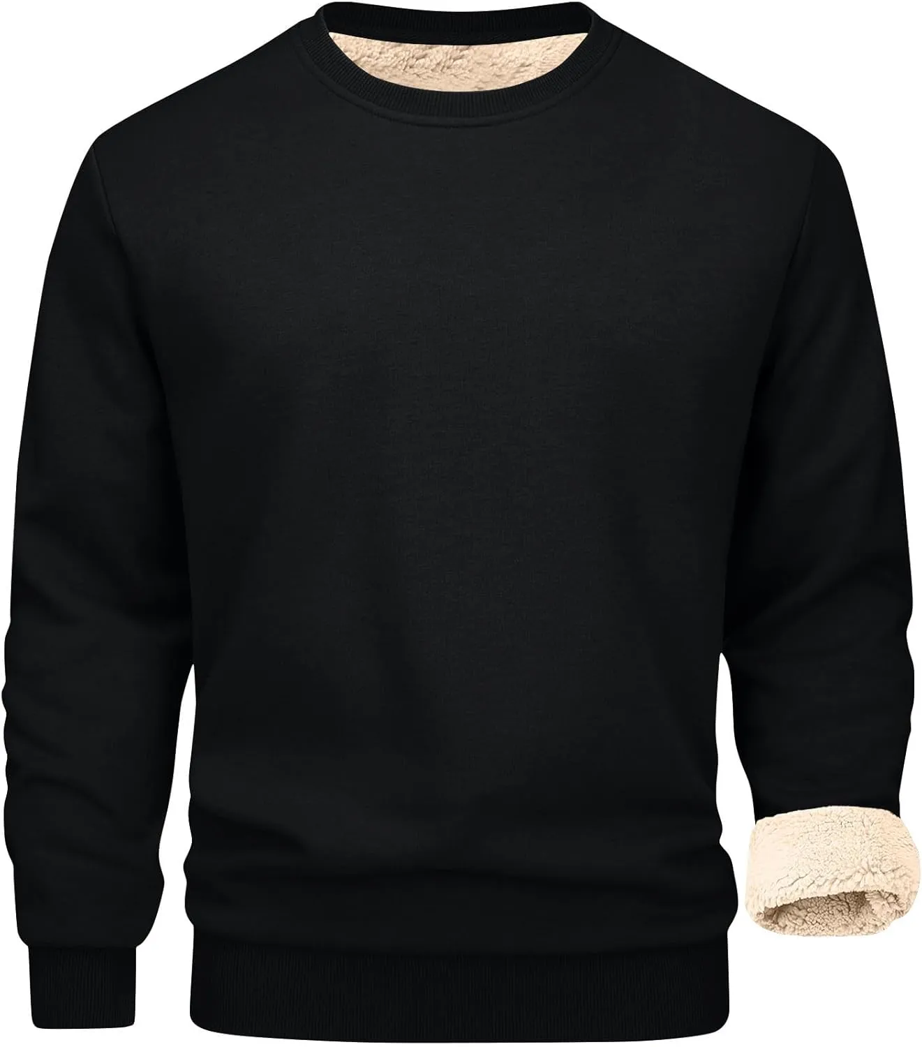 2 Pack Thermal Sherpa Lined Undershirts for Men Long Sleeve Fleece Pullover Underwear Chunky Crewneck Winter Sweater
