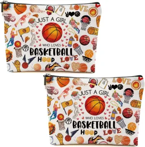 2pcs Basketball Gifts Cosmetic Bag Toiletry Bag Basketballs Makeup Bags for Women Birthday Graduation Gifts for Women Teens Girls Girlfriend Basketball Lover Fan