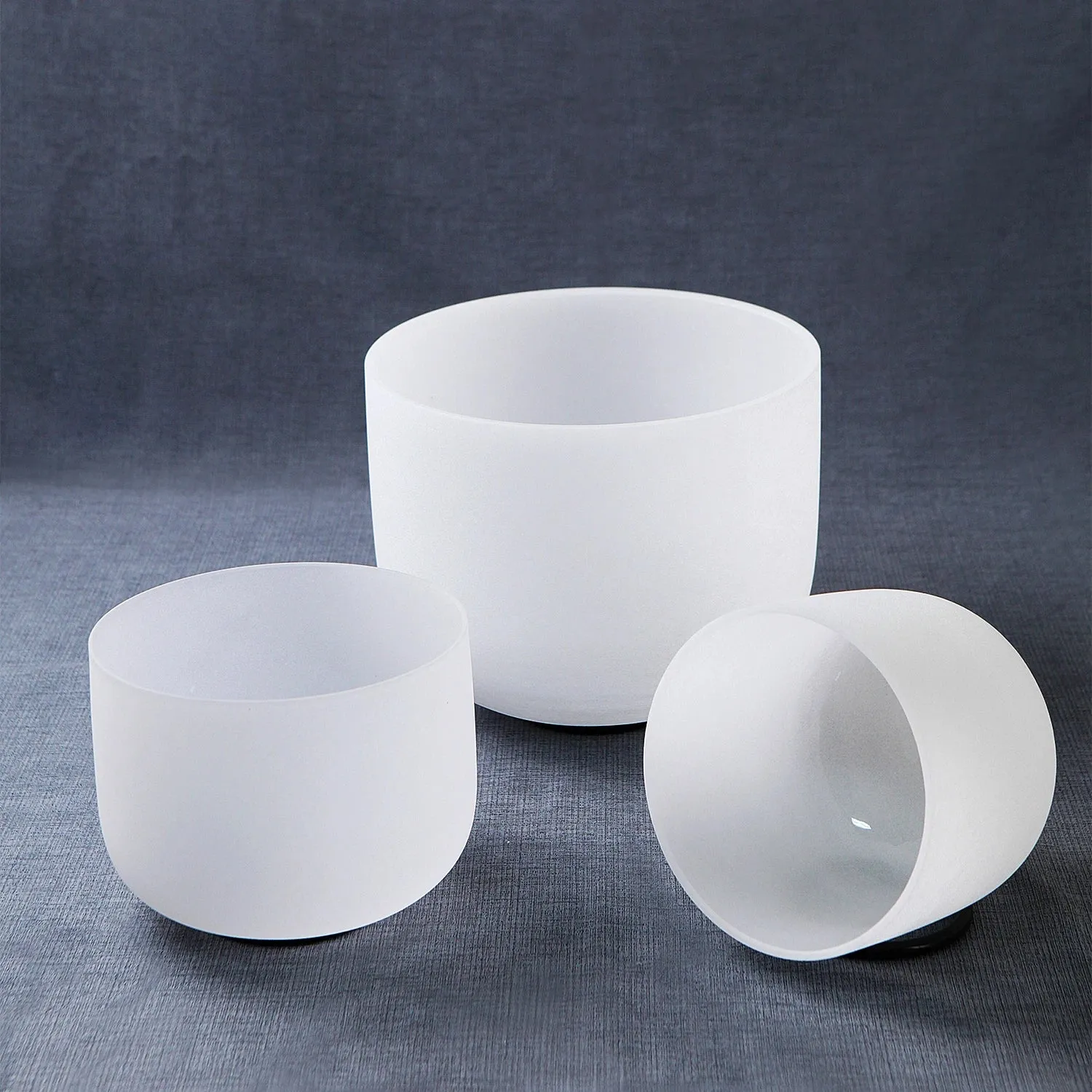 3 Pcs 8"f 10"a 12"c Crystal Singing Bowl Set with Heavy Duty Carrying Case Suede Stick Rubber Mallet for Yoga Meditation