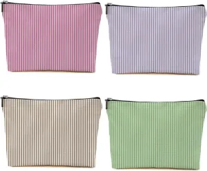 4 PCs Preppy Makeup Bag Aesthetics Preppy Stuff Cosmetic Bag Birthday Gifts for Women Girls Friends Zipper Pouch Travel Organizer Preppy Things Wedding Friendship Gifts for Christmas Thanksgiving
