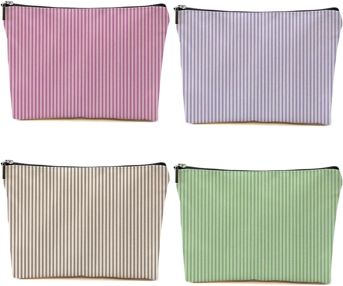 4 PCs Preppy Makeup Bag Aesthetics Preppy Stuff Cosmetic Bag Birthday Gifts for Women Girls Friends Zipper Pouch Travel Organizer Preppy Things Wedding Friendship Gifts for Christmas Thanksgiving