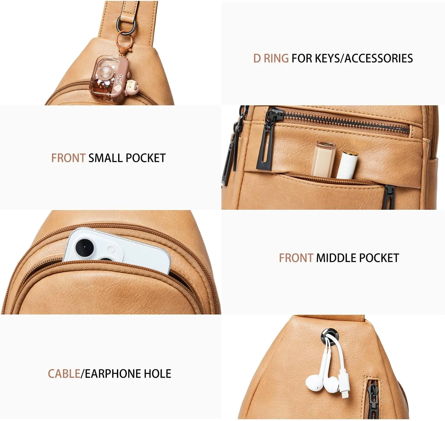 7L Sling Bag for Women Crossbody Bag Sling Purse Fanny Packs Vegan Leather Chest Bag Trendy Handbag Travel Anti Theft