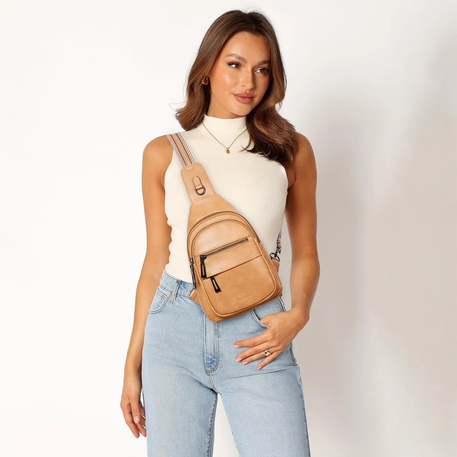 7L Sling Bag for Women Crossbody Bag Sling Purse Fanny Packs Vegan Leather Chest Bag Trendy Handbag Travel Anti Theft