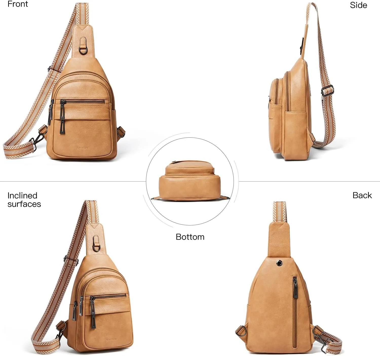 7L Sling Bag for Women Crossbody Bag Sling Purse Fanny Packs Vegan Leather Chest Bag Trendy Handbag Travel Anti Theft