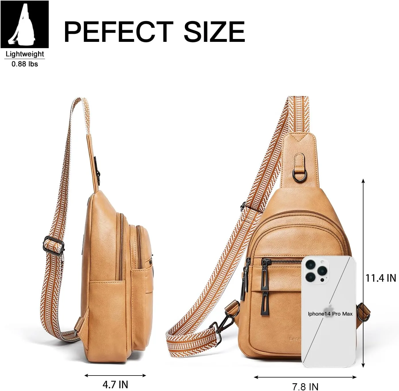 7L Sling Bag for Women Crossbody Bag Sling Purse Fanny Packs Vegan Leather Chest Bag Trendy Handbag Travel Anti Theft