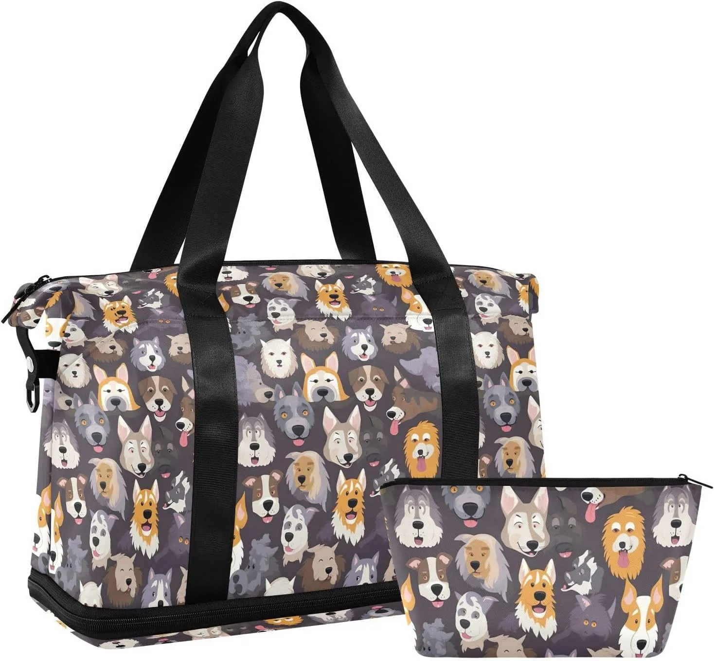 A Group Of Dogs Sports Gym Bag with Waterproof Dry Wet Pocket, Travel Duffel Bag for Women MenWorkout Bag Fits Yoga, Swimming