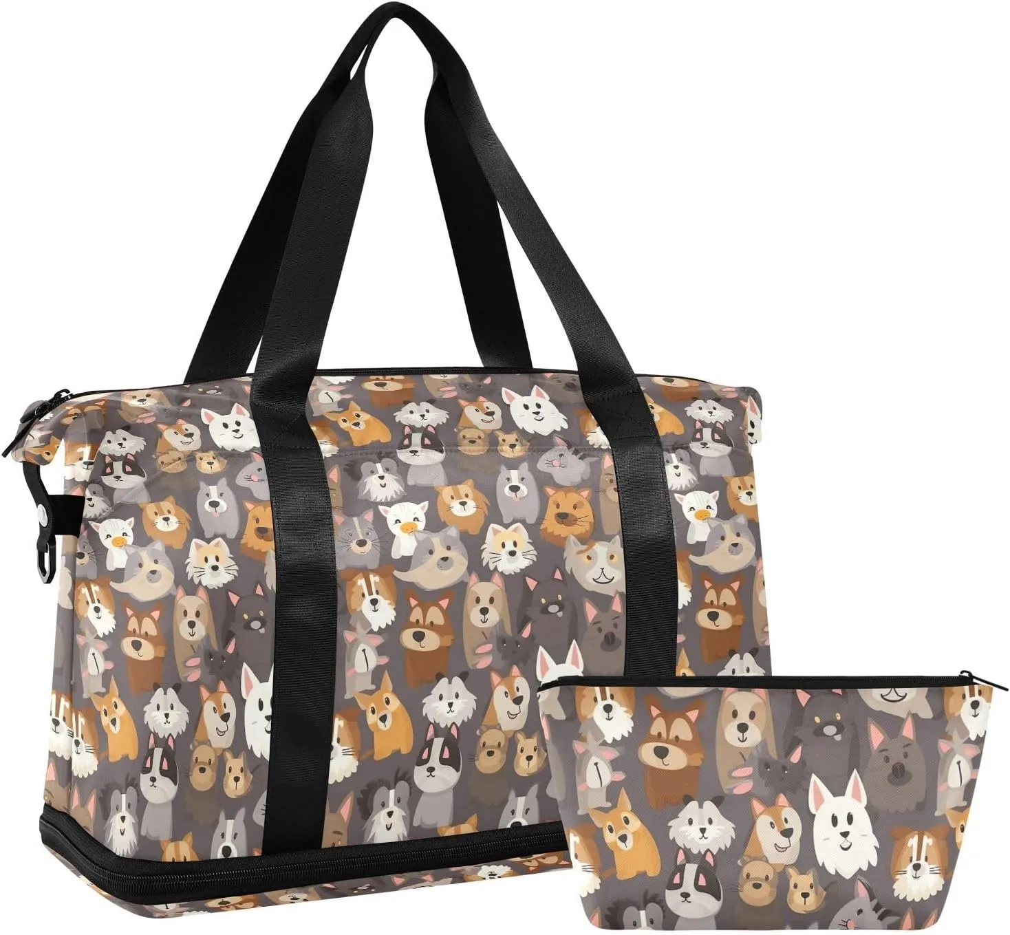 A Group Of Dogs Sports Gym Bag with Waterproof Dry Wet Pocket, Travel Duffel Bag for Women MenWorkout Bag Fits Yoga, Swimming