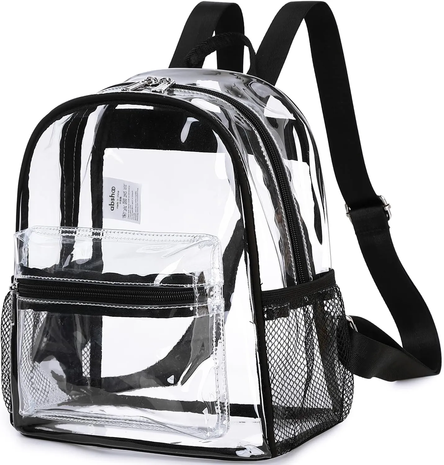 abshoo Clear Mini backpack Stadium Approved 12x12x6 Clear Bag Transparent Small Backpacks (Black)