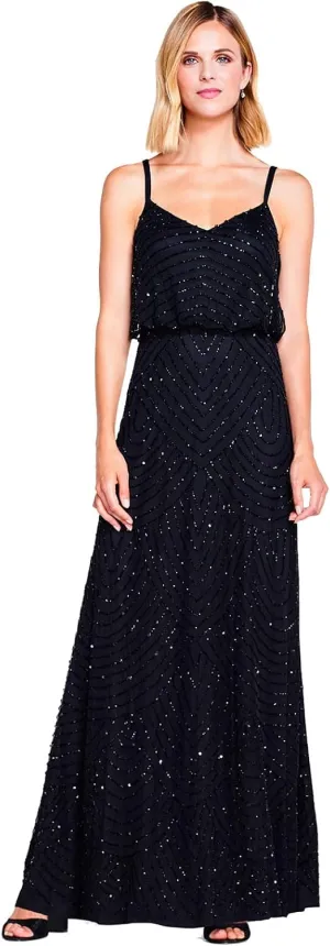 Adrianna Papell Women's Art Deco Beaded Blouson Gown