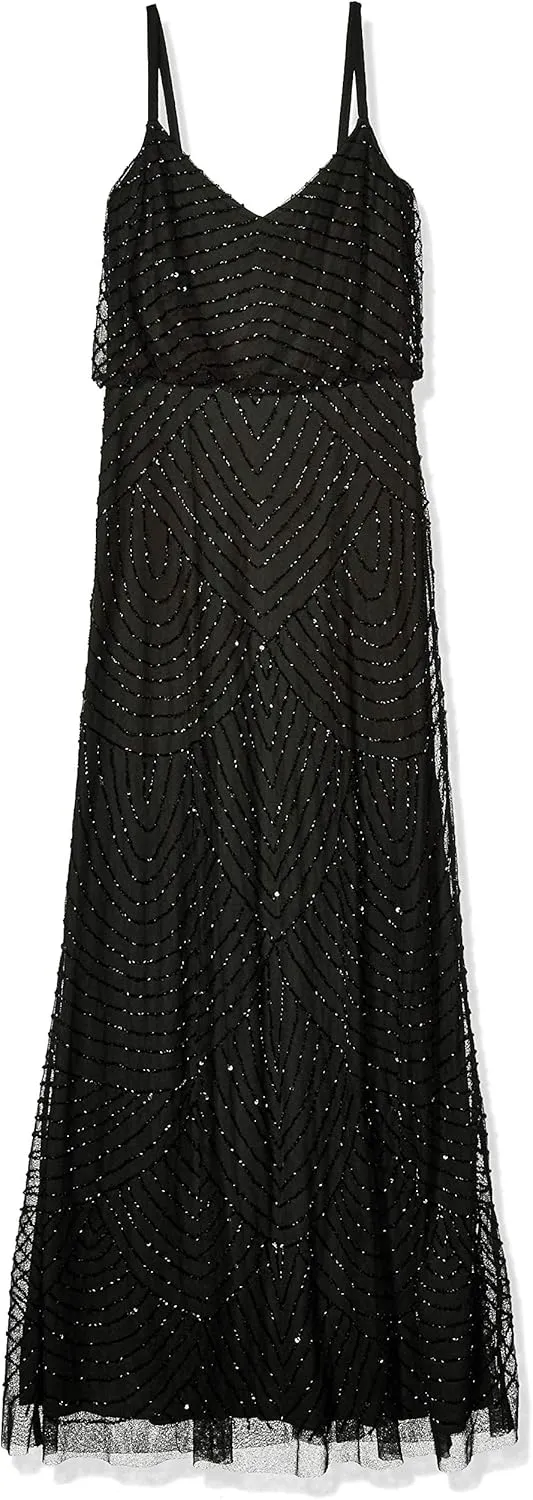 Adrianna Papell Women's Art Deco Beaded Blouson Gown