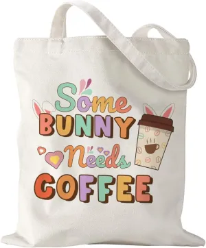Aesthetic Tote Bags for Women Easter Cute Tote Bag Canvas Tote Bag for Vacation Shopping Grocery Easter Mother's Day Spring Birthday Gifts for Women Bunny Tote Bag