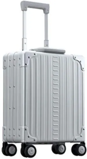 Aleon 16 Aluminum Vertical Underseat Carry-On Luggage - Luxury Business Briefcase with Wheels - Hardshell Suitcase for Airplane Travel (Platinum)