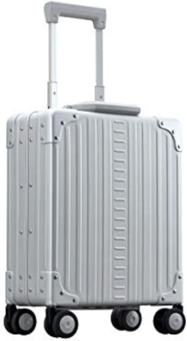 Aleon 16 Aluminum Vertical Underseat Carry-On Luggage - Luxury Business Briefcase with Wheels - Hardshell Suitcase for Airplane Travel (Platinum)