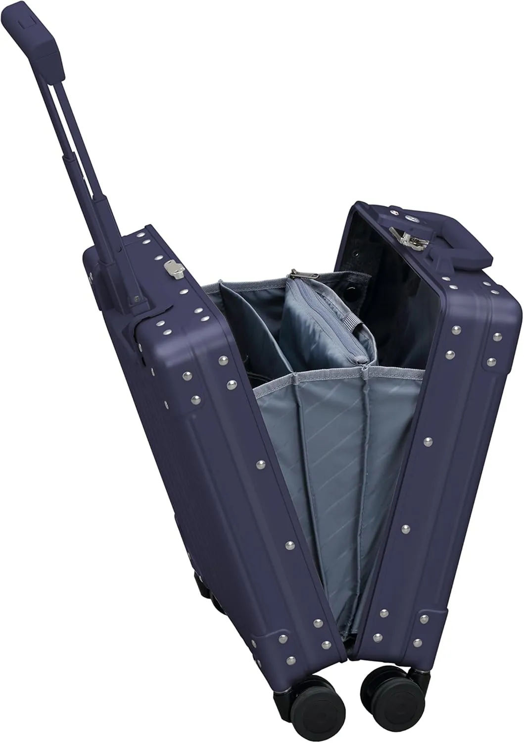 Aleon 16 Aluminum Vertical Underseat Carry-On Luggage - Luxury Business Briefcase with Wheels - Hardshell Suitcase for Airplane Travel (Sapphire)