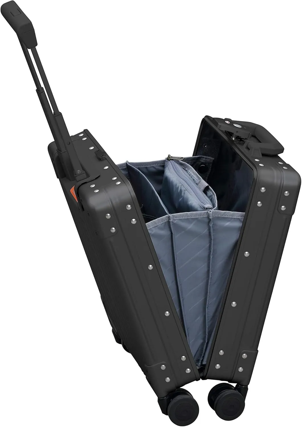 All Aluminum Lightweight 16 Premium Vertical Underseat Carry-On Luggage - Luxury Business Briefcase with Wheels - Hardshell Suitcase for Airplane Travel (Onyx)
