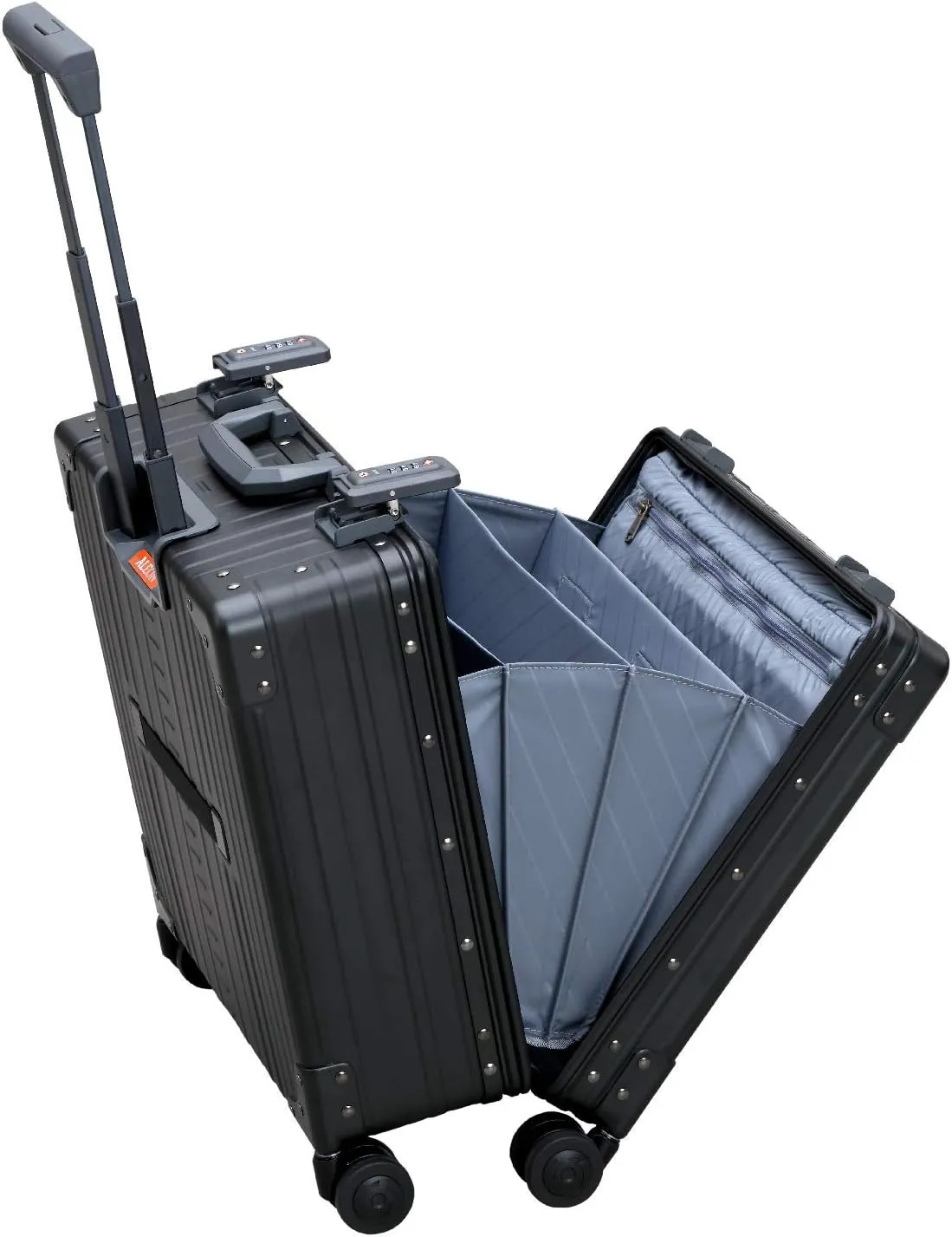 All Aluminum Lightweight 17" Deluxe Rolling Laptop Catalog Case for Men and Women | Vertical Opening Carry-On Bag with TSA Locks and Aircraft-Grade Aluminum Frame - Optimal Travel Companion (Onyx)
