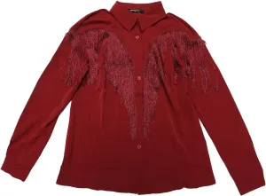 Allegra K Women's Western Fringe Blouse Long Sleeve Button Down Disco Cowgirl Shirts