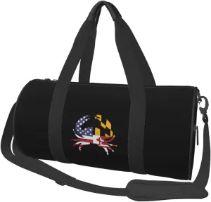 America Maryland Flag Crab Convertible Garment Bag with Shoulder Strap, Carry on Garment Duffel Bag for Men Women - Rolling Foldable for Travel Luggage Bags (Black)