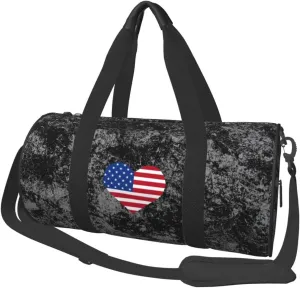 American Flag Convertible Garment Bag with Shoulder Strap, Carry on Garment Duffel Bag for Men Women - Rolling Foldable for Travel Luggage Bags (Black)