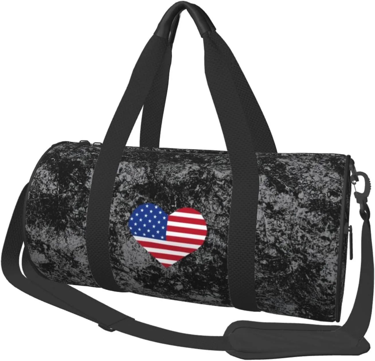American Flag Convertible Garment Bag with Shoulder Strap, Carry on Garment Duffel Bag for Men Women - Rolling Foldable for Travel Luggage Bags (Black)