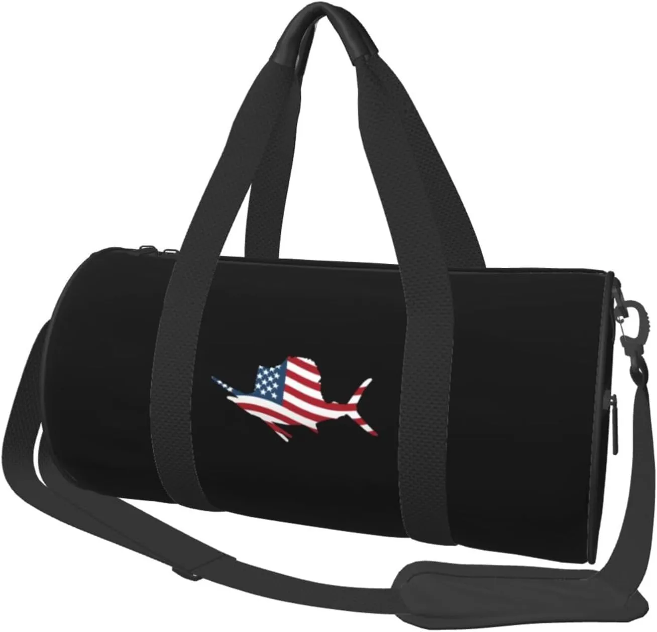 American Flag Sailfish Fish Fishing Convertible Garment Bag with Shoulder Strap, Carry on Garment Duffel Bag for Men Women - Rolling Foldable for Travel Luggage Bags (Black)