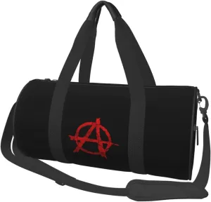 Anarchy Distressed Symbol Convertible Garment Bag with Shoulder Strap, Carry on Garment Duffel Bag for Men Women - Rolling Foldable for Travel Luggage Bags (Black)