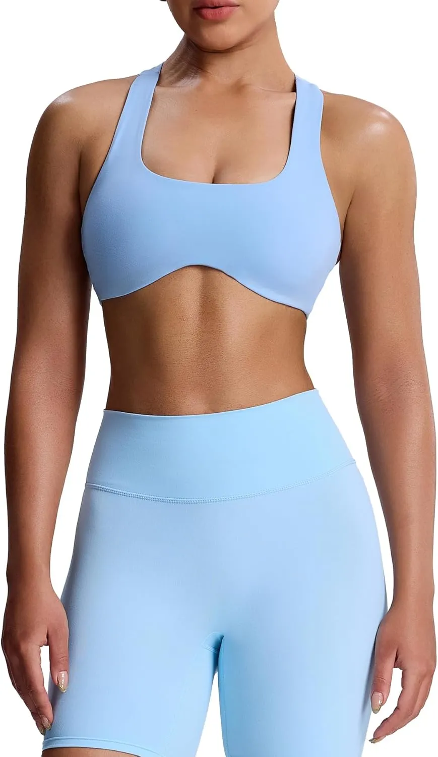 Aoxjox Women's Workout Sports Bras Fitness Backless Padded Define Sculpt Racerback Bra Yoga Crop Tank Top