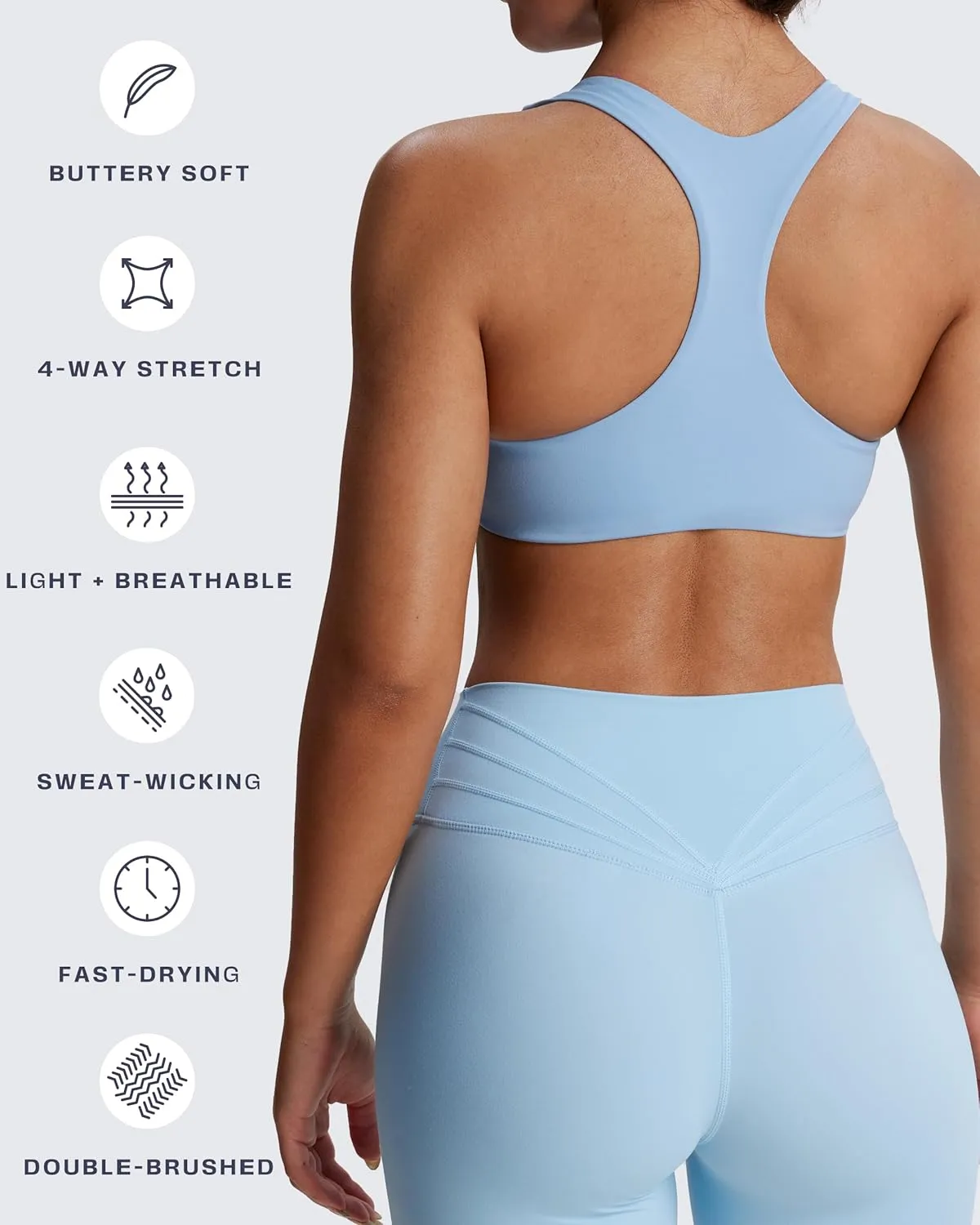 Aoxjox Women's Workout Sports Bras Fitness Backless Padded Define Sculpt Racerback Bra Yoga Crop Tank Top