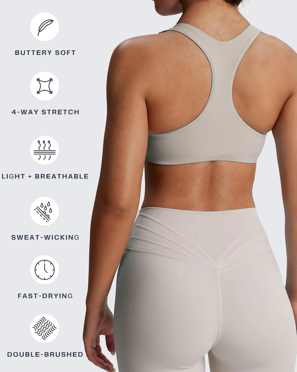 Aoxjox Women's Workout Sports Bras Fitness Backless Padded Define Sculpt Racerback Bra Yoga Crop Tank Top