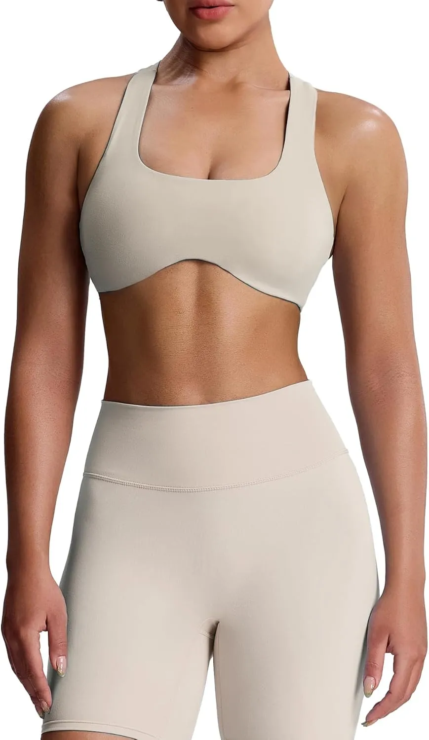 Aoxjox Women's Workout Sports Bras Fitness Backless Padded Define Sculpt Racerback Bra Yoga Crop Tank Top