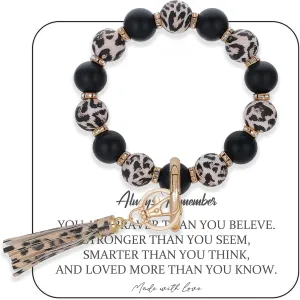 ARHTF Bracelet Keychain for Women Beaded Keychain Wristlet Silicone Keychain Beaded Keychain Wristlet