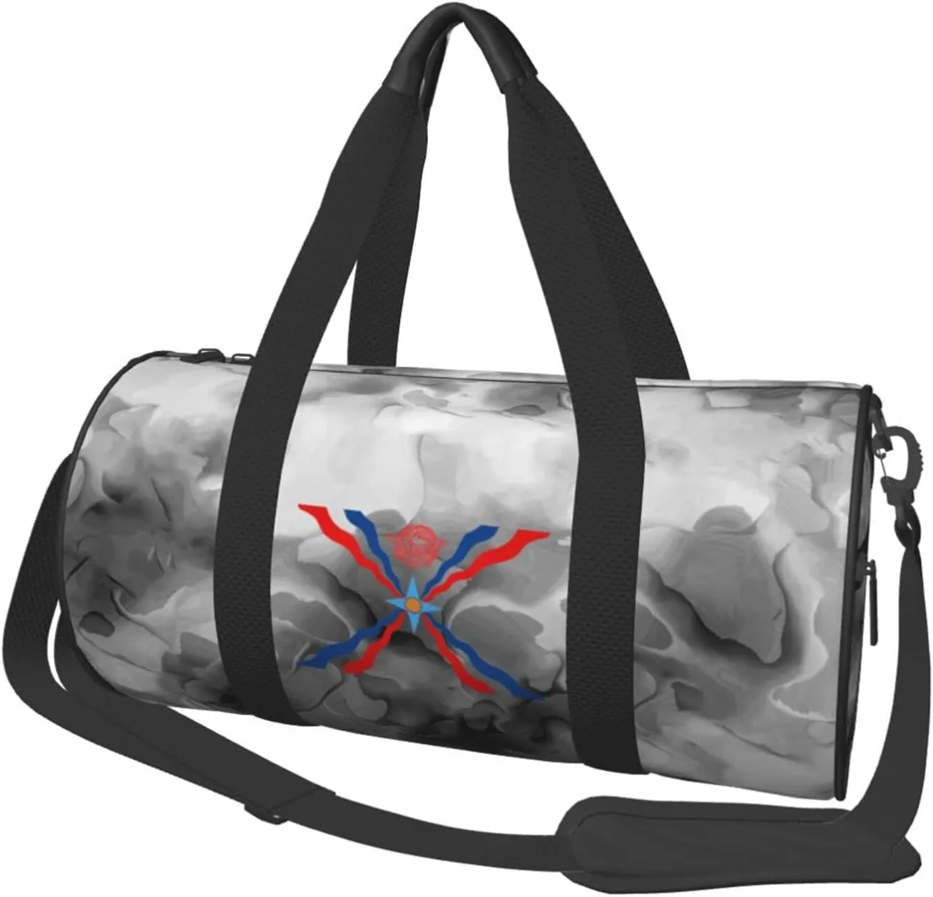 Assyrian Flag Convertible Garment Bag with Shoulder Strap, Carry on Garment Duffel Bag for Men Women - Rolling Foldable for Travel Luggage Bags (Black)