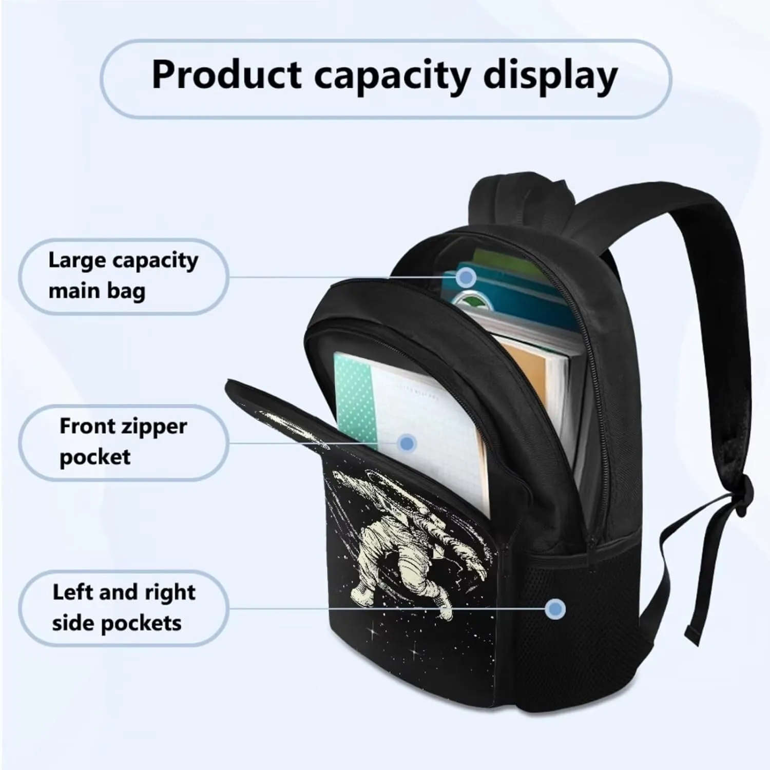 Astronaut Football School Backpack for Boys Elementary Heavy Duty Kids Backpack with Lunch Box Toddler Boys Bookbag 10-12 Years Old 3 Pcs Backpack Set Middle High School