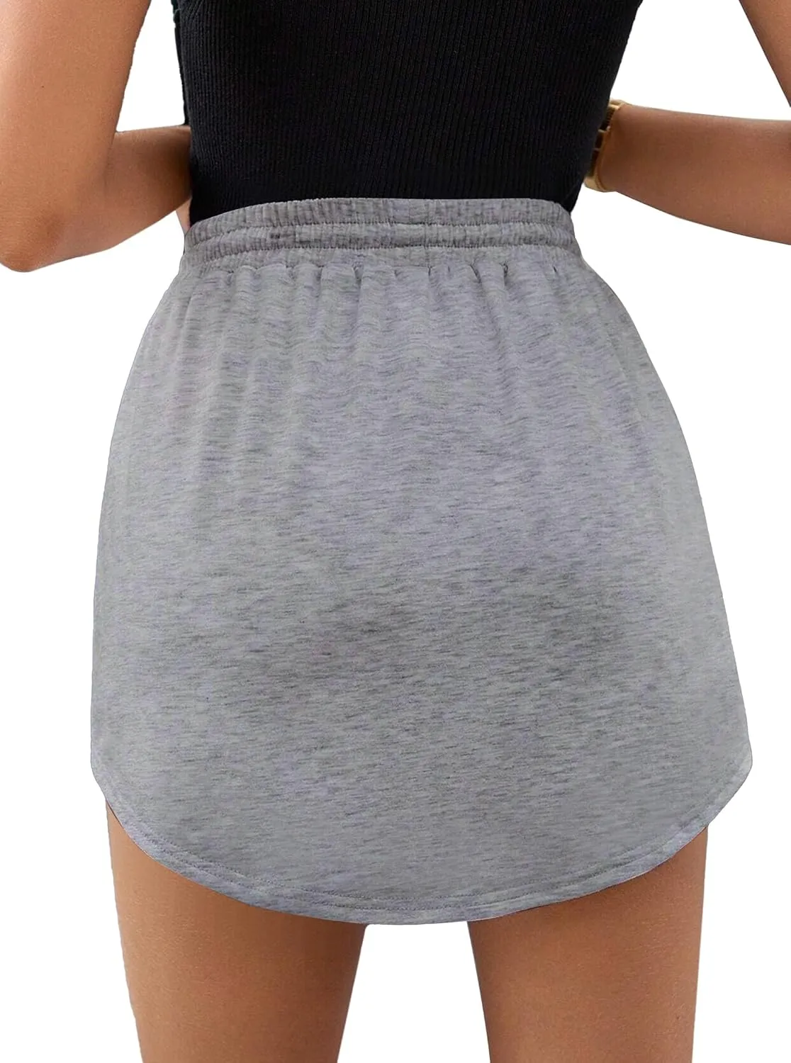 Avanova Women Drawstring Sweat Skirt Mini Skort Elastic High Waisted Short Skirt