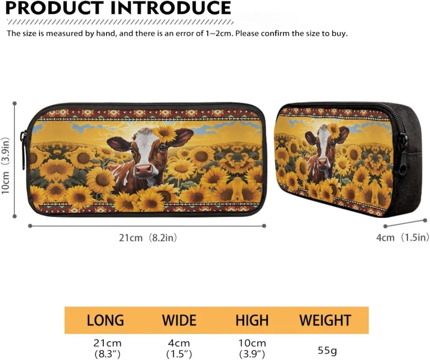 Aztec Cow School Backpack Kids Boys 2nd Grade 15 inch Student School Bag for Teens with Lunch Box Pencil Case for Preschool Elementary 2nd 3rd Grade Mideum Capacity Bookbag