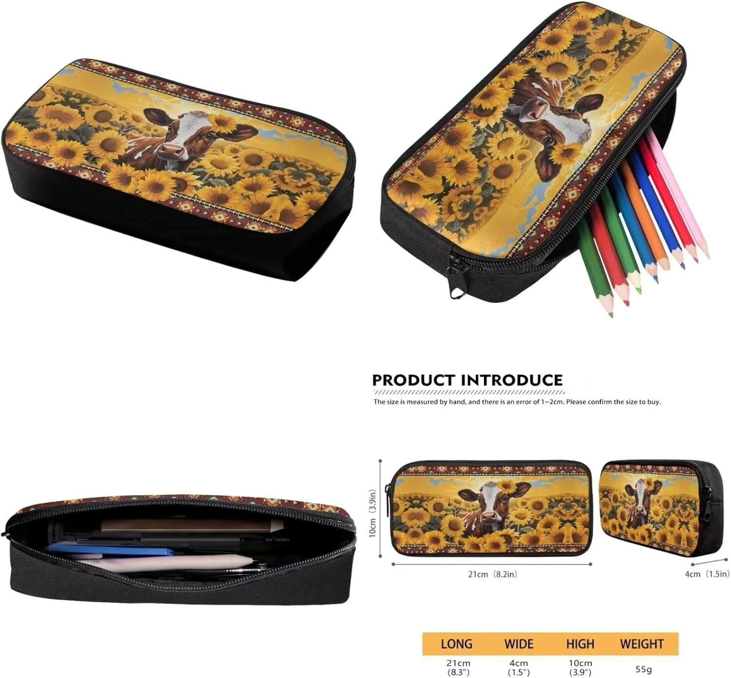 Aztec Cow School Backpack Kids Boys 2nd Grade 15 inch Student School Bag for Teens with Lunch Box Pencil Case for Preschool Elementary 2nd 3rd Grade Mideum Capacity Bookbag