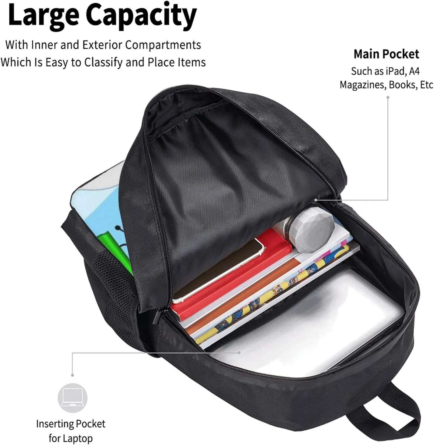 B-fdi Bookbags Casual Travel Daypack Lightweight Laptop Backpacks For Hiking Bag Black