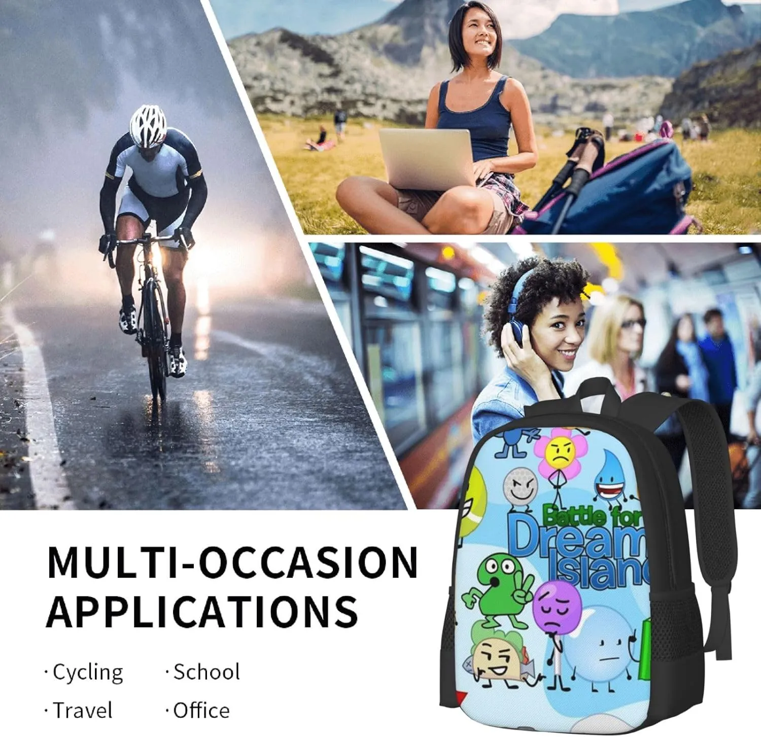 B-fdi Bookbags Casual Travel Daypack Lightweight Laptop Backpacks For Hiking Bag Black