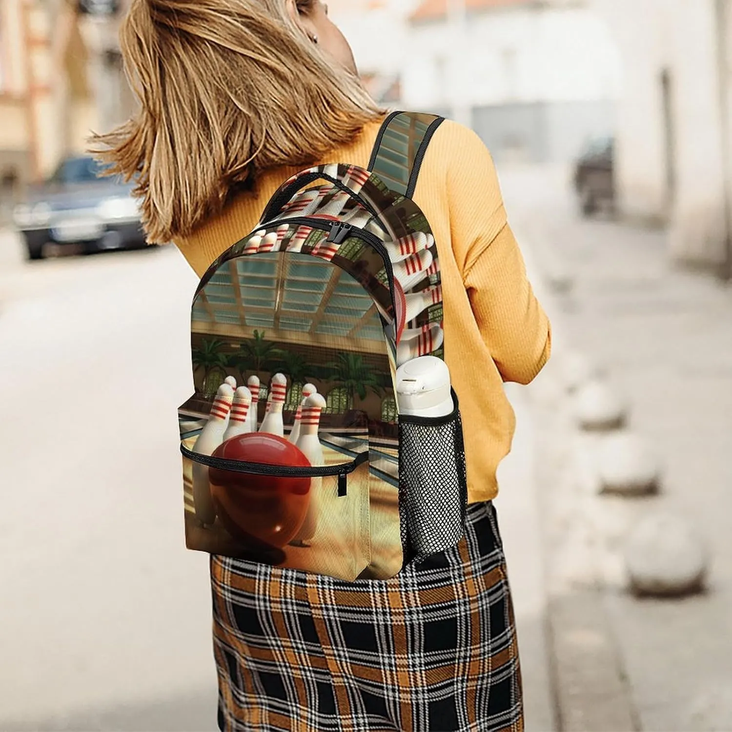 Backpacks Bowling Club Travel Bag Laptop Backpack Casual Daypack for Weekender Business Hiking