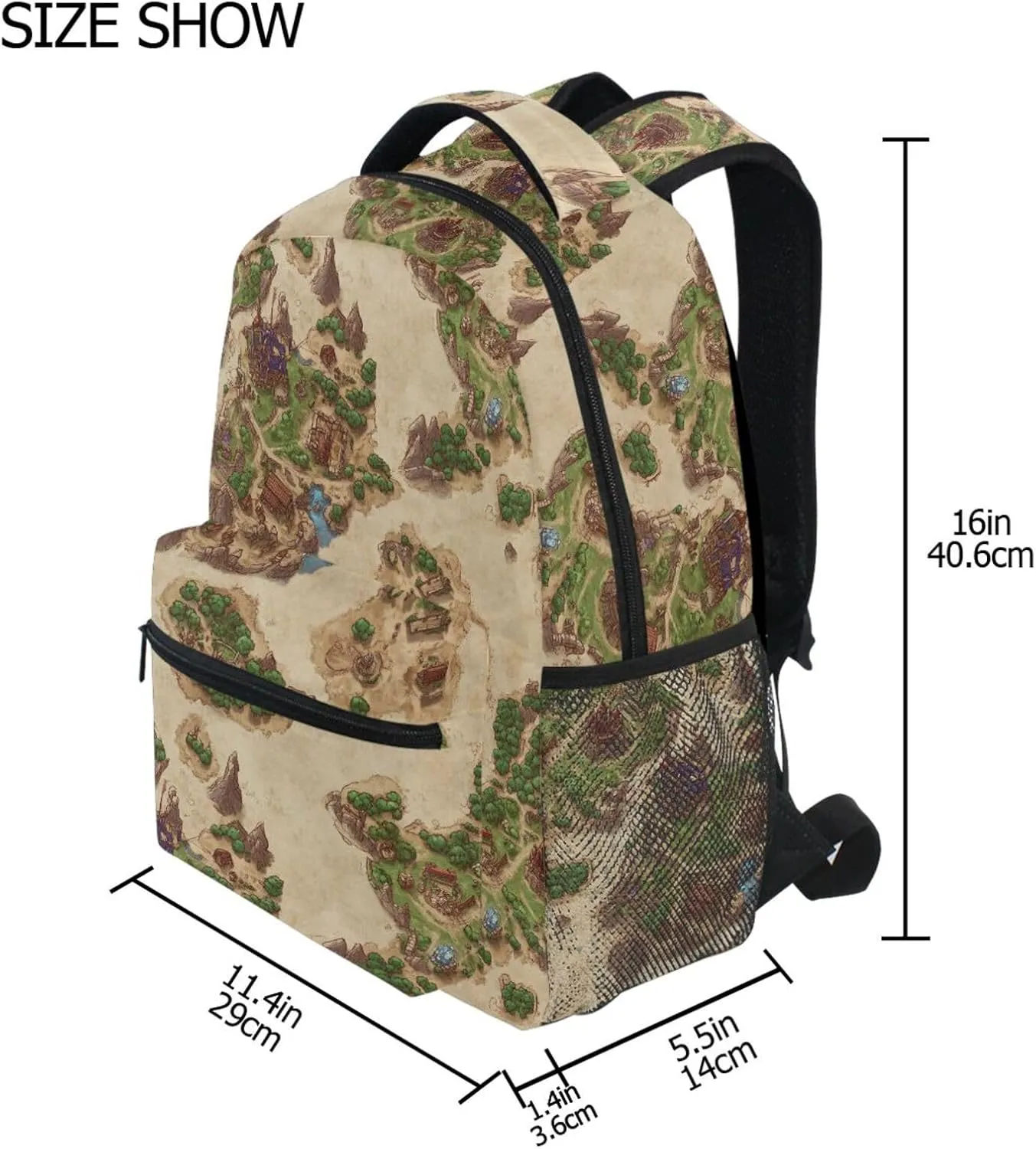 Backpacks for Teenager Fashion Outdoor Backpack with Chest Strap for College Work Game Map