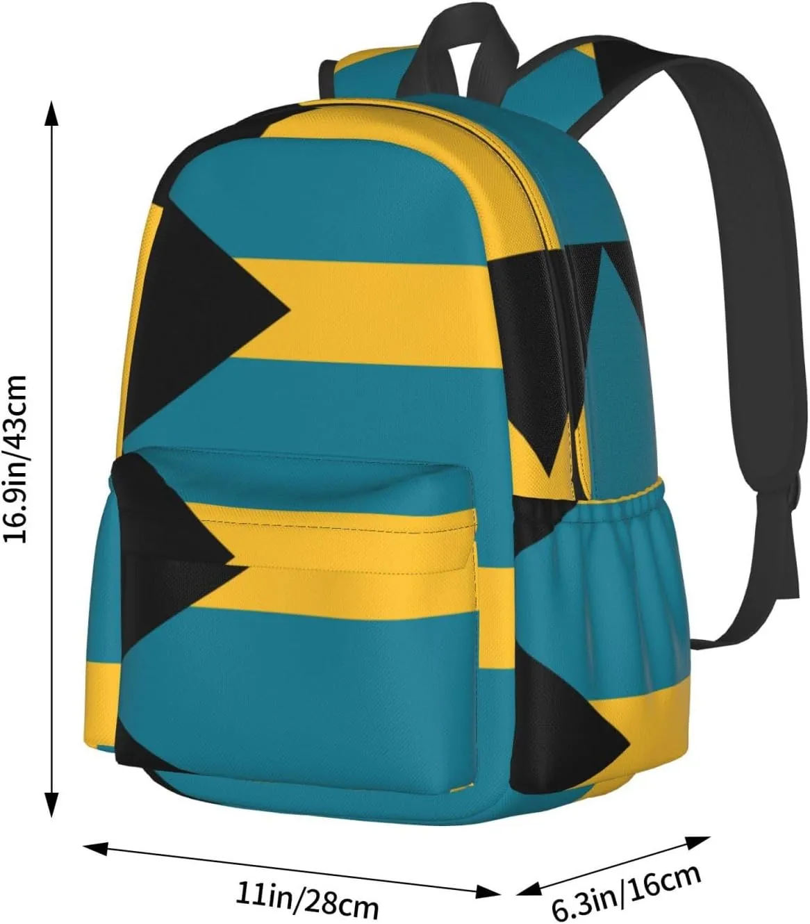 Bahamas Flag Laptop Commuter Backpack Shoulder Bag Casual Back Pack Daypack Bags With Side Pockets For Work Travel Daily Use