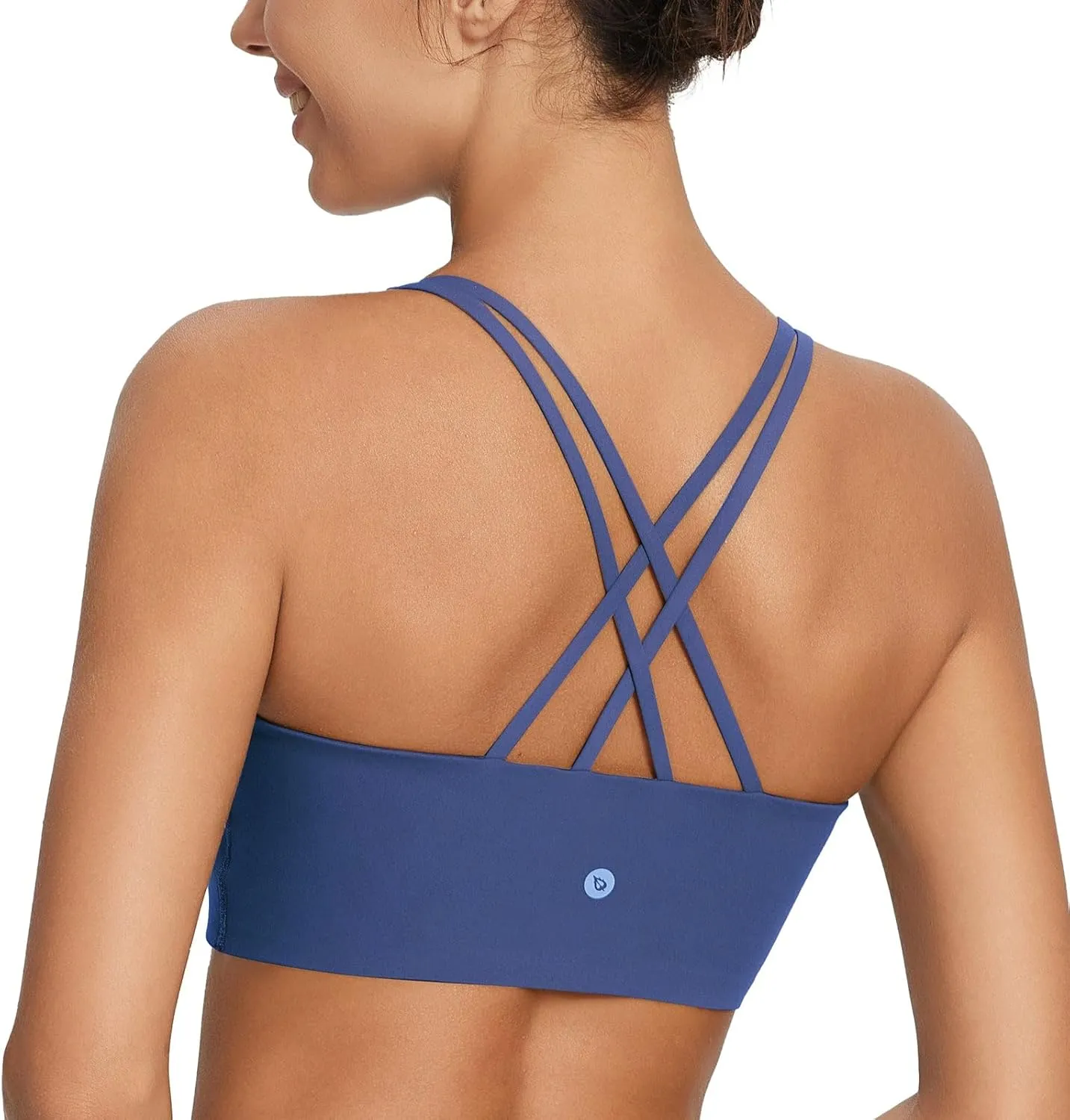 baleaf Nuleaf Sports Bras for Women, Strappy Longline Yoga Padded Bras, High Impact Molded Cups Workout Crop Top