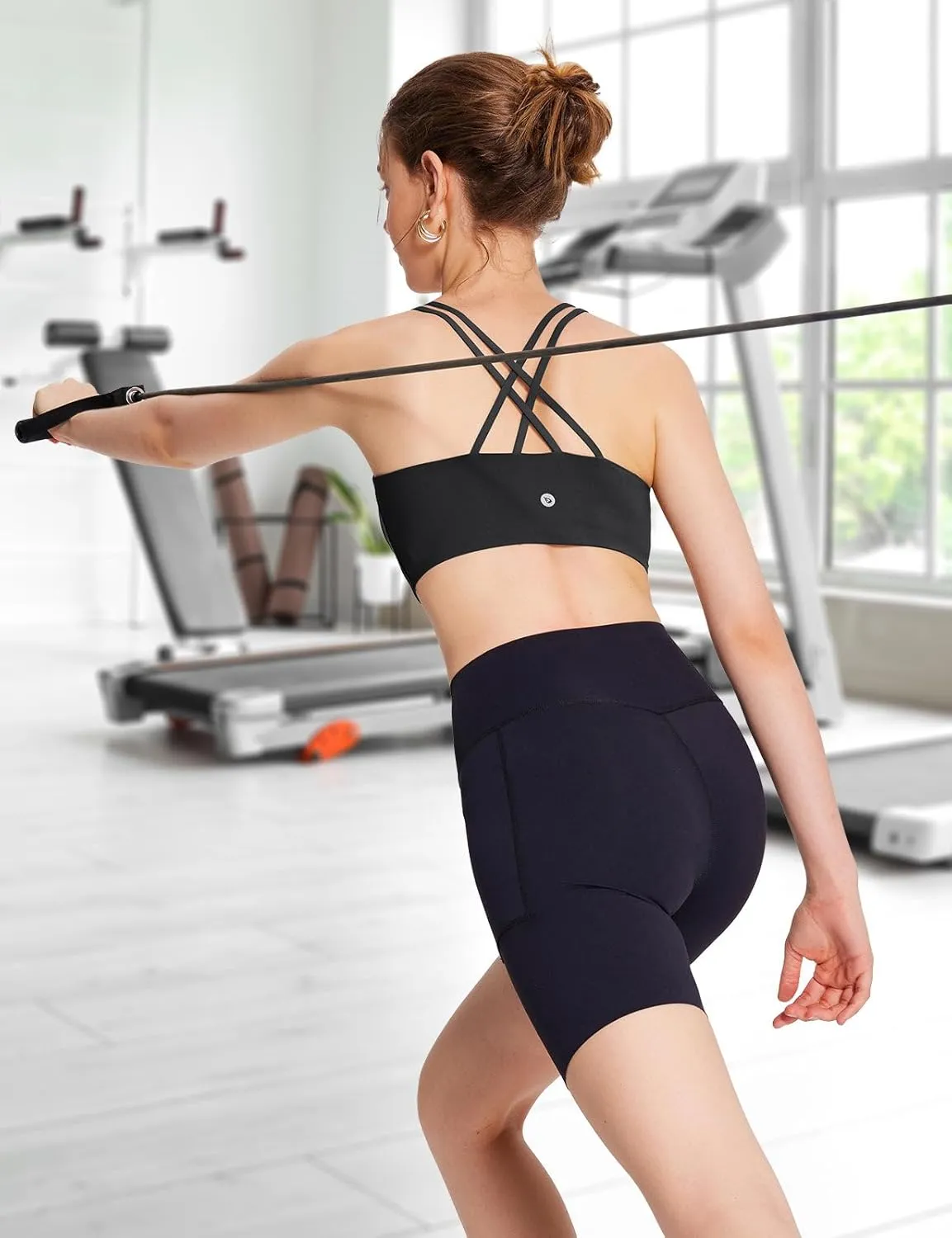 baleaf Nuleaf Sports Bras for Women, Strappy Longline Yoga Padded Bras, High Impact Molded Cups Workout Crop Top
