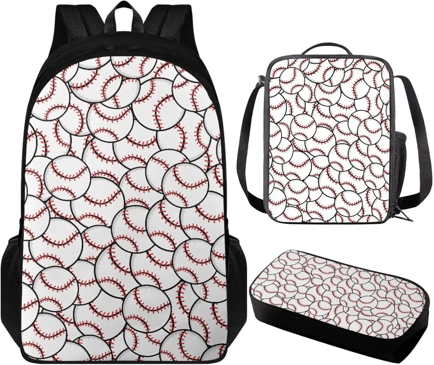 Baseball School Backpack for Boys Multipurpose 3 Pcs Backpacks Set for Elementary Primary Middle School Kids Bookbag with Lunch Box Toddler Teens School Bag 10-12 Years Old