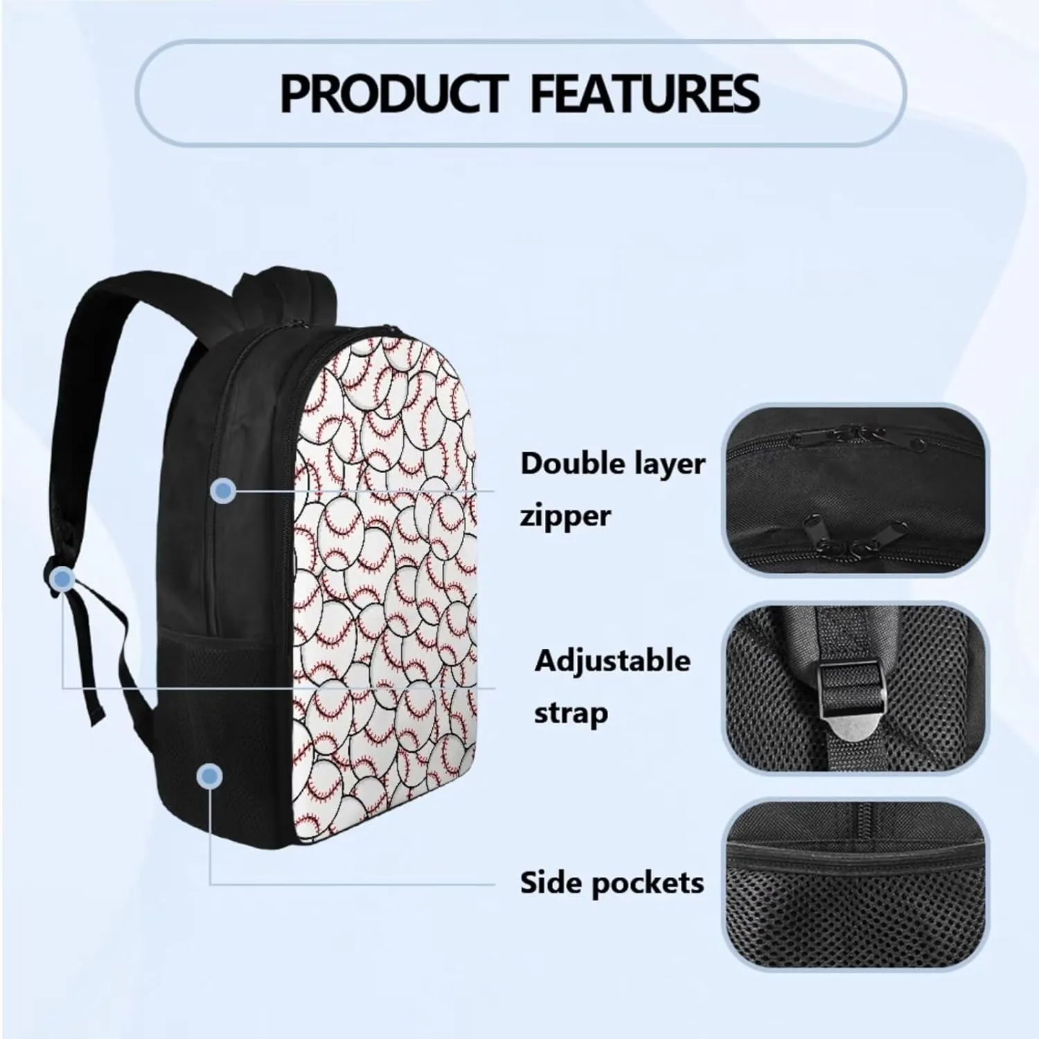 Baseball School Backpack for Boys Multipurpose 3 Pcs Backpacks Set for Elementary Primary Middle School Kids Bookbag with Lunch Box Toddler Teens School Bag 10-12 Years Old