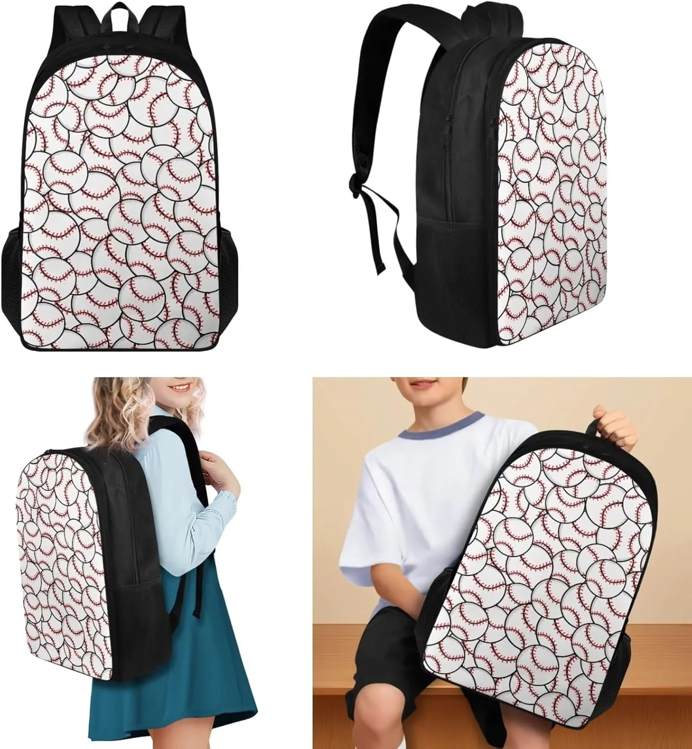 Baseball School Backpack for Boys Multipurpose 3 Pcs Backpacks Set for Elementary Primary Middle School Kids Bookbag with Lunch Box Toddler Teens School Bag 10-12 Years Old